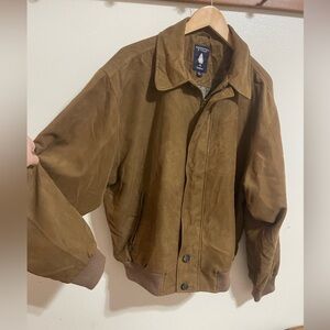 Roundtree & Yorke Tan Brown Vintage Bomber Jacket large